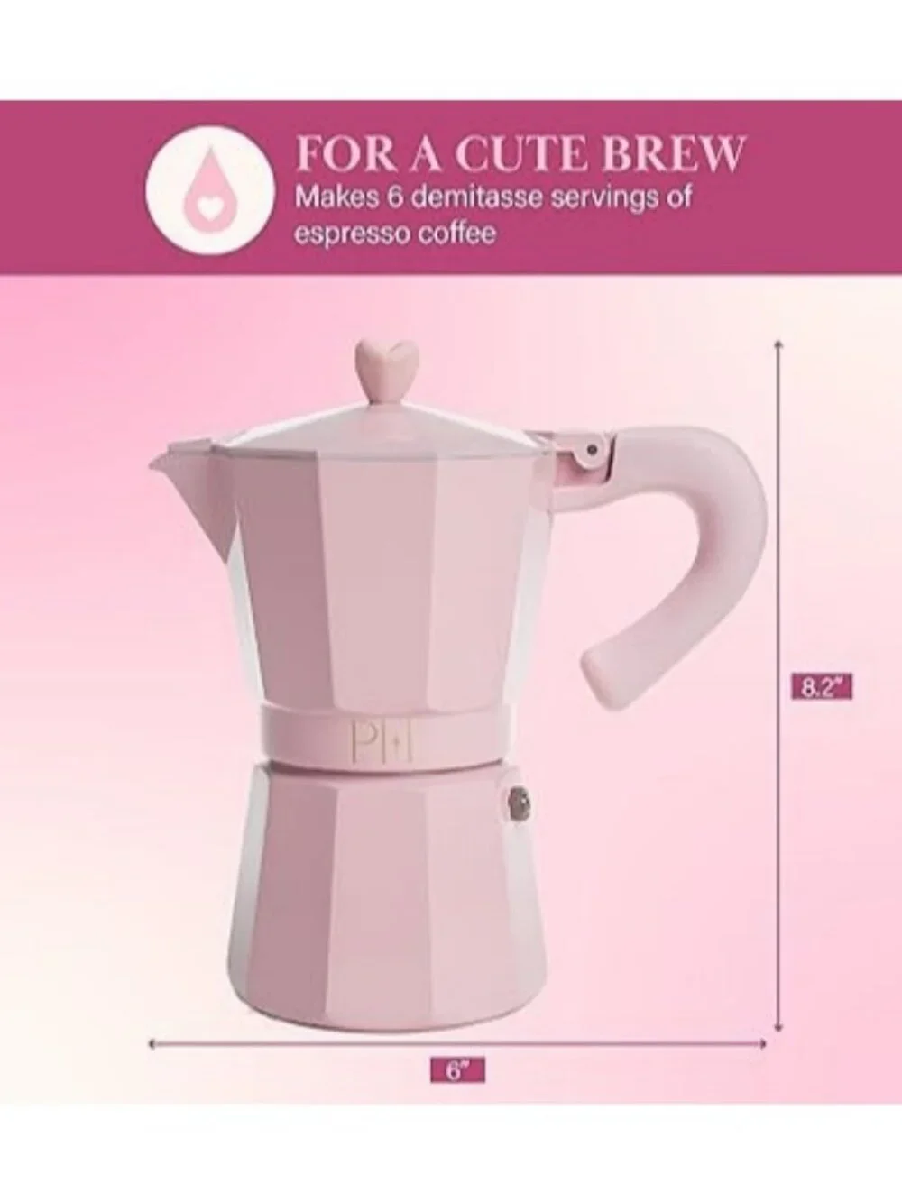 Paris Hilton Stovetop Espresso and Coffee Maker Italian & Cuban Style Pink